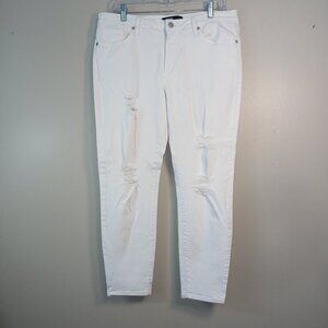 JUST BLACK BRAND DISTRESSED WHITE DENIM JEANS,  SIZE 32 PETITE